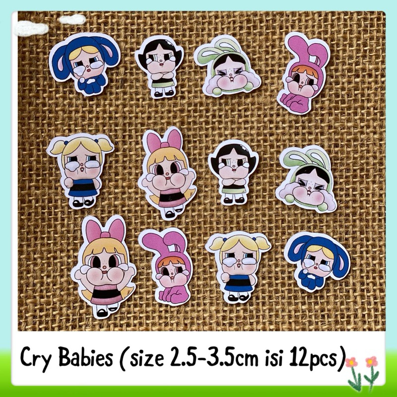 

12pcs sticker tempelan powerpuff girl cry babies