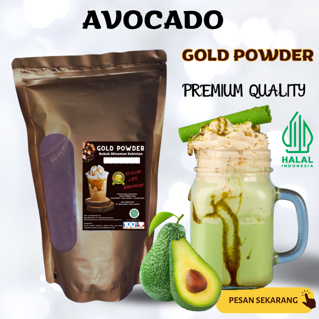 

1 Kg Bubuk minuman instan RASA AVOCADO Gold powder drink premium quality serbuk minuman rasa alpukat