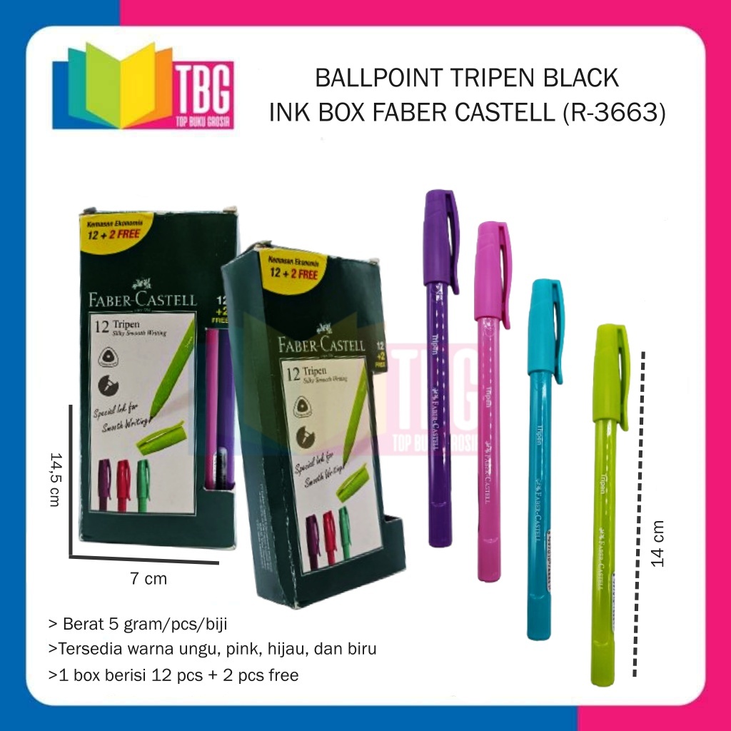 

1 PCS BALLPOINT TRIPEN BLACK INK BOX FABER CASTELL / PULPEN 0.7MM / BOLPEN / PENA (R-3663)