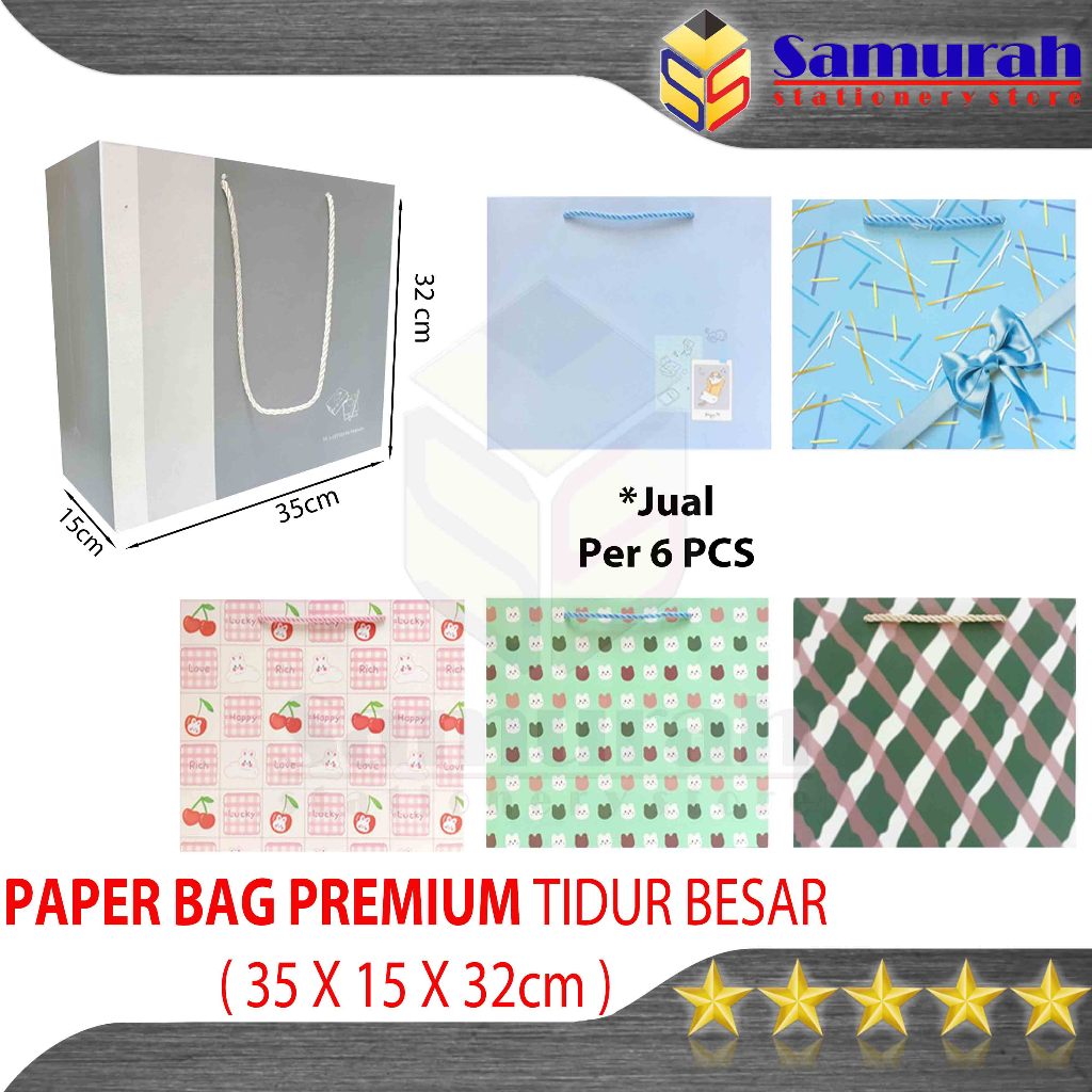 

Paper Bag Premium Besar Tali Tidur 1 pak isi 6 pcs / Goodie Bag Karton Tebal Fancy Landscape Big / Tas Belanja Tenteng Gift Kado Lucu Lebar