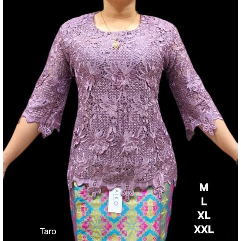 Blus bahan brokat Hoki Premium bunga tempel lapis katun