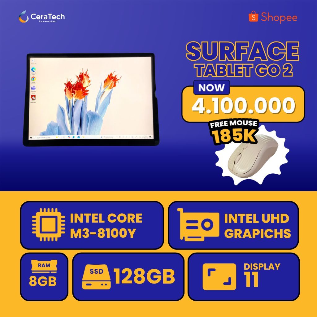Laptop Tablet Surface GO 2 - Intel core M3-8100Y - HARGA TERMURAH - Tablet Surface GO 2 M3-8100Y, RA
