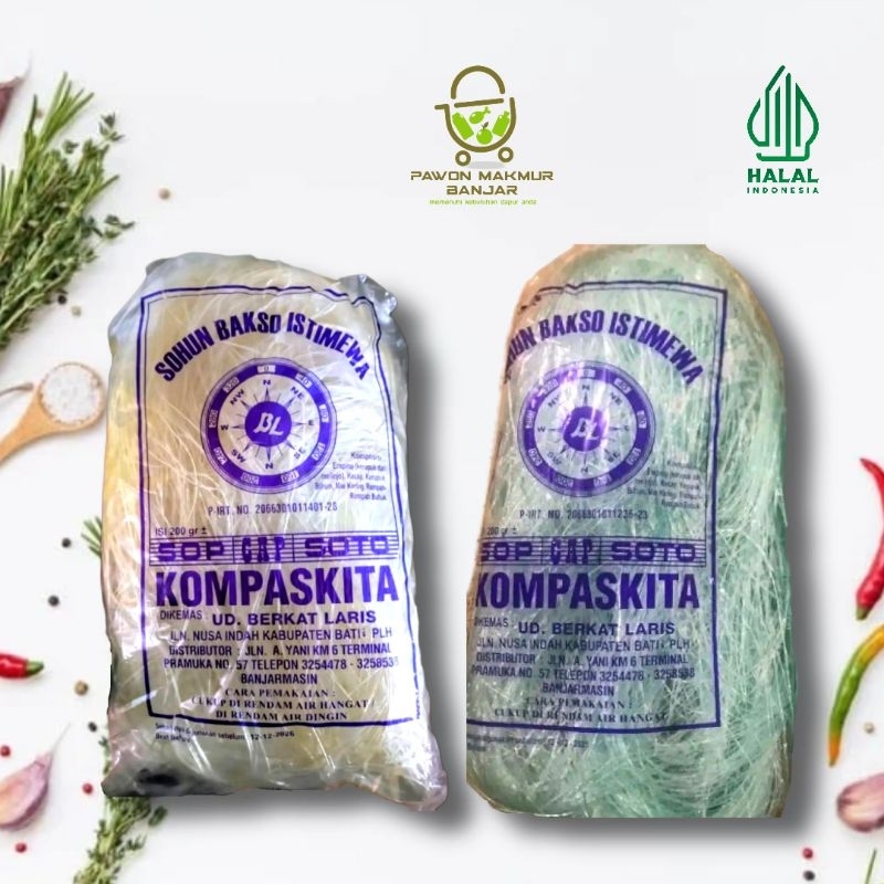 

SOHUN BAKSO, SOP, SOTO CAP KOMPASKITA / BERAT ± 200 GR