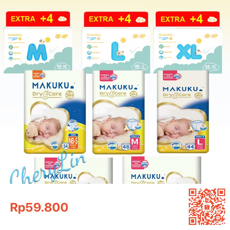 Pampers New Makuku DryCare Full+isi lebih banyak Size NB-S Newborn 3-8kg