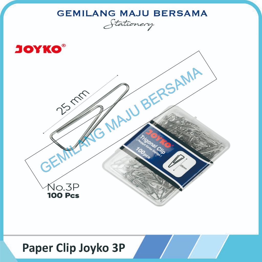 

Paper Clip Kertas Joyko 3P Isi 100pcs ( Harga Per Kotak)