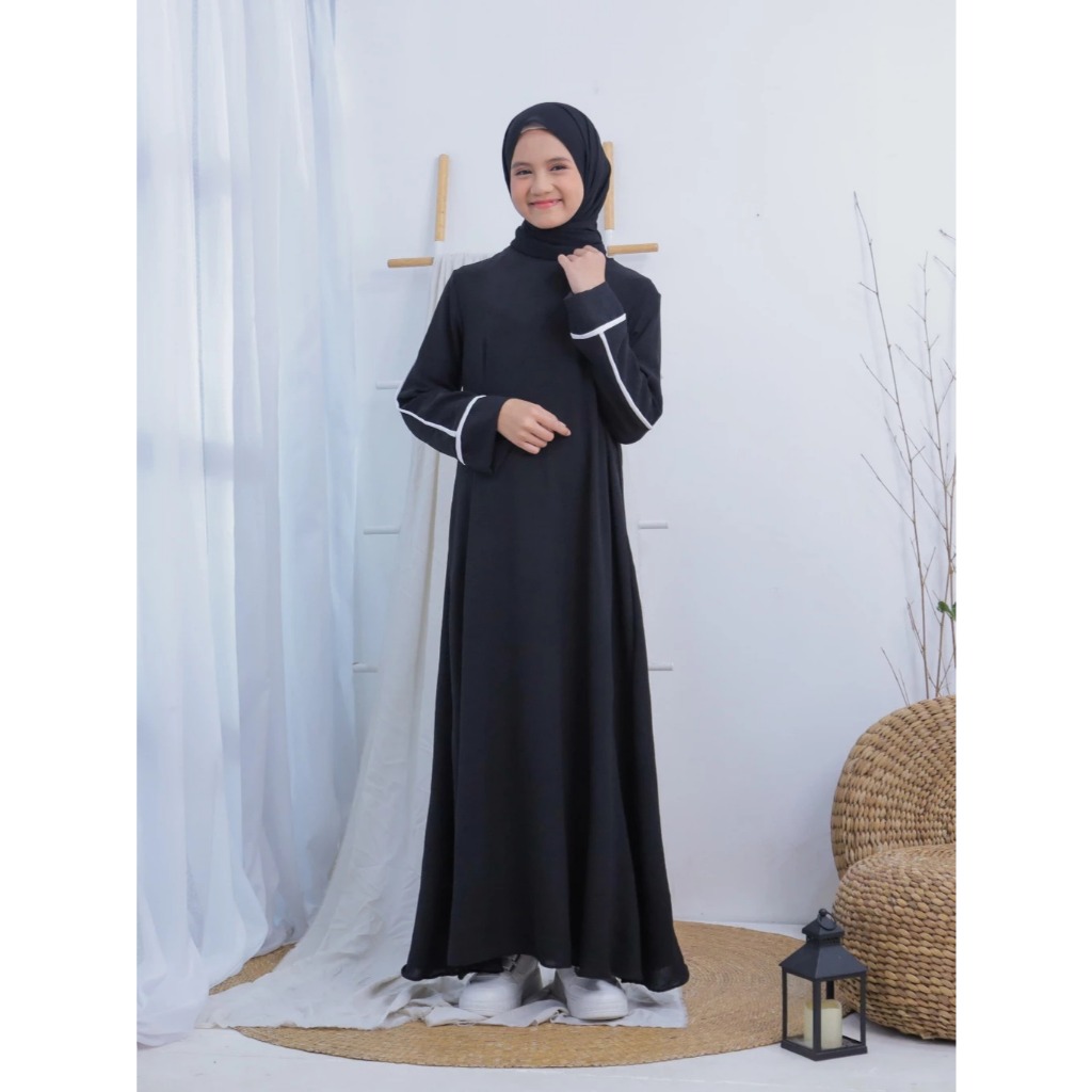 Abaya anak List / abaya remaja tanggung /Gamis Anak Perempuan Tanggung Gamis Anak Premium Gamis Crin