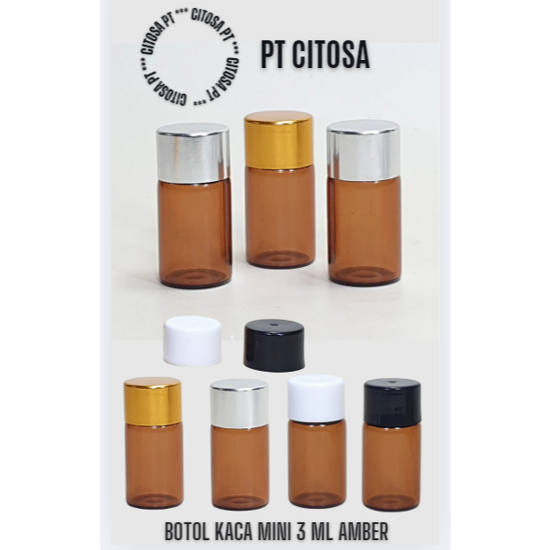 Botol Kaca Serum Mini 3 ml Tabung Amber / Botol Kaca /  Botol Kaca Mini / Botol Parfum 3 ml  / Botol