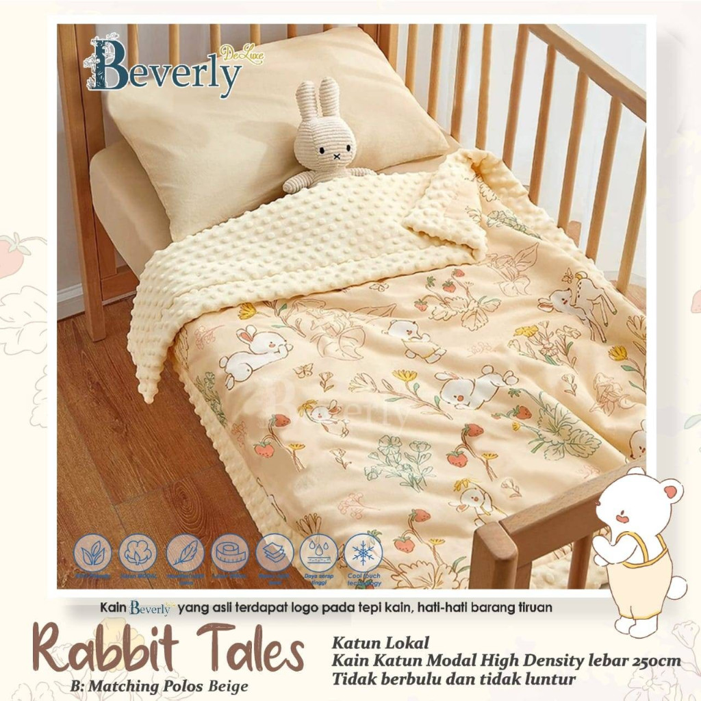 BEVERLY Rabbit Tales Sprei Anti Geser Katun Lokal Motif Anak