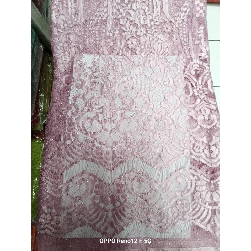 BAHAN KEBAYA BRUKAT SAINT LAURENT WARNA PINK