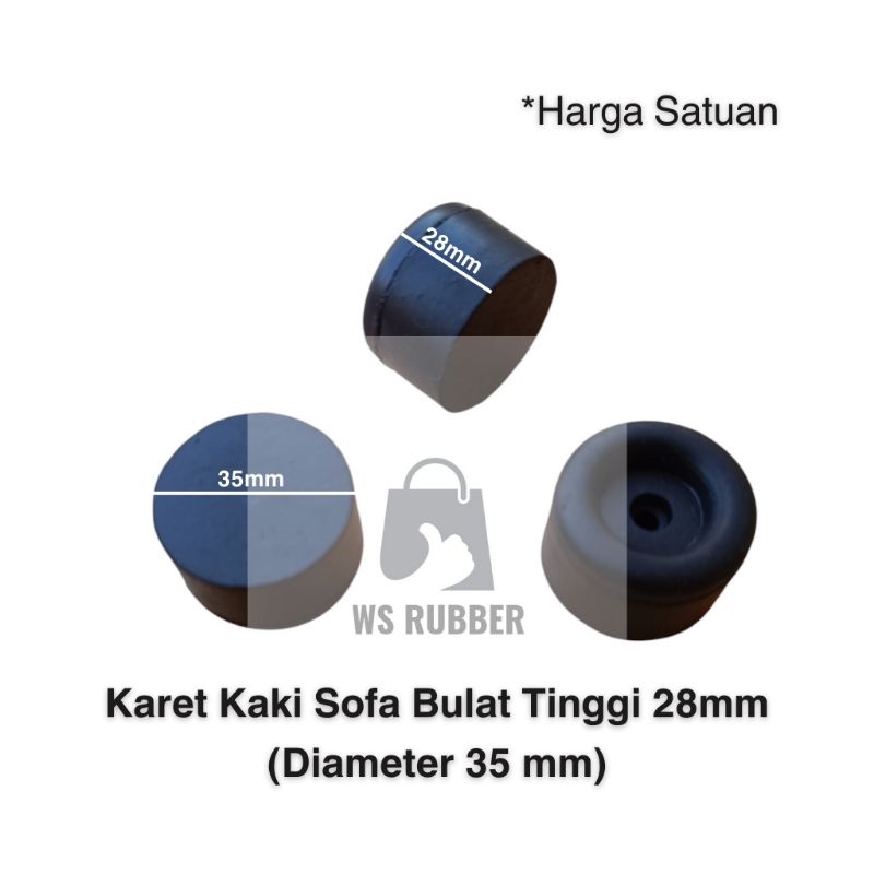 Karet Kaki Sofa Tinggi 28mm Karet Kaki Box Speaker Tebal Karet Kaki Sofa Bulat