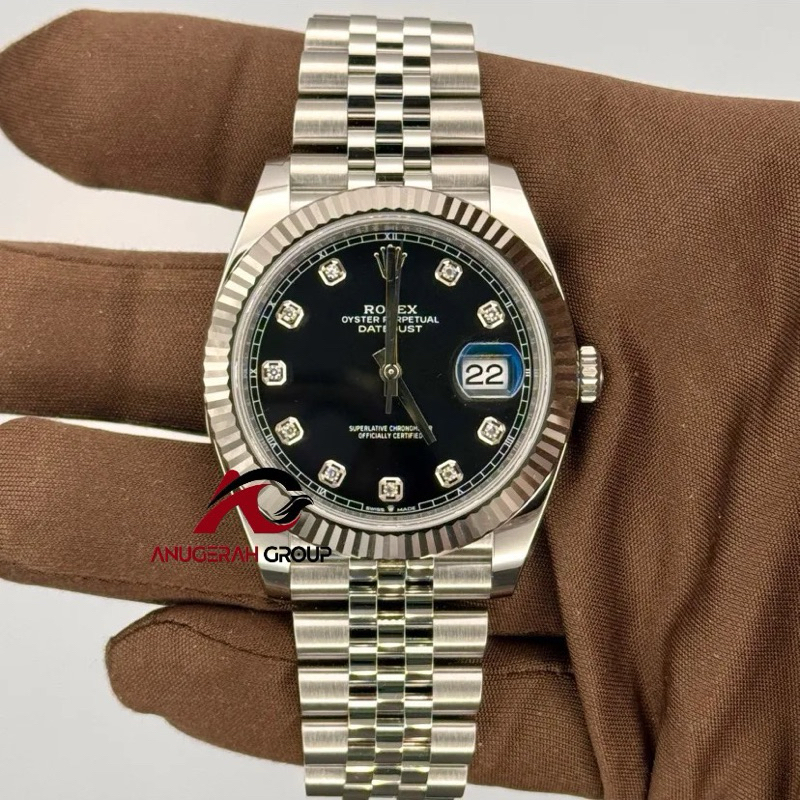 ROLEX DATEJUST 41 FLUTED BLACK DIAMOND JUBILEE 126334-0012 CALIBER 3235 MOV FULLSET