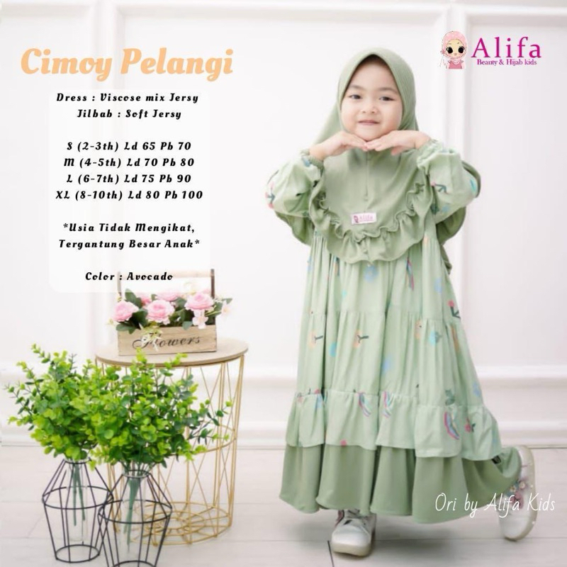 GAMIS DRESS ANAK SET SETELAN JILBAB CIMOY PELANGI AYANA ASOKA MAXY MAXI DRESS ANAK KIDS KATUN COTTON