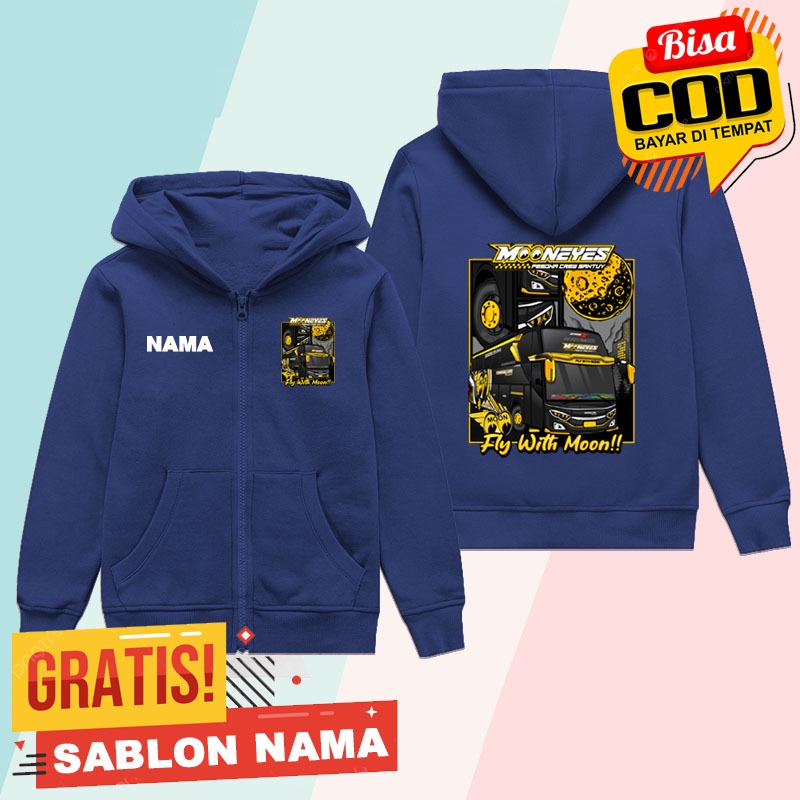 Jaket Hoodie Zipper Anak Mooneyes / Jaket Sleting Anak Laki Laki & Perempuan Custom Nama Mooneyes
