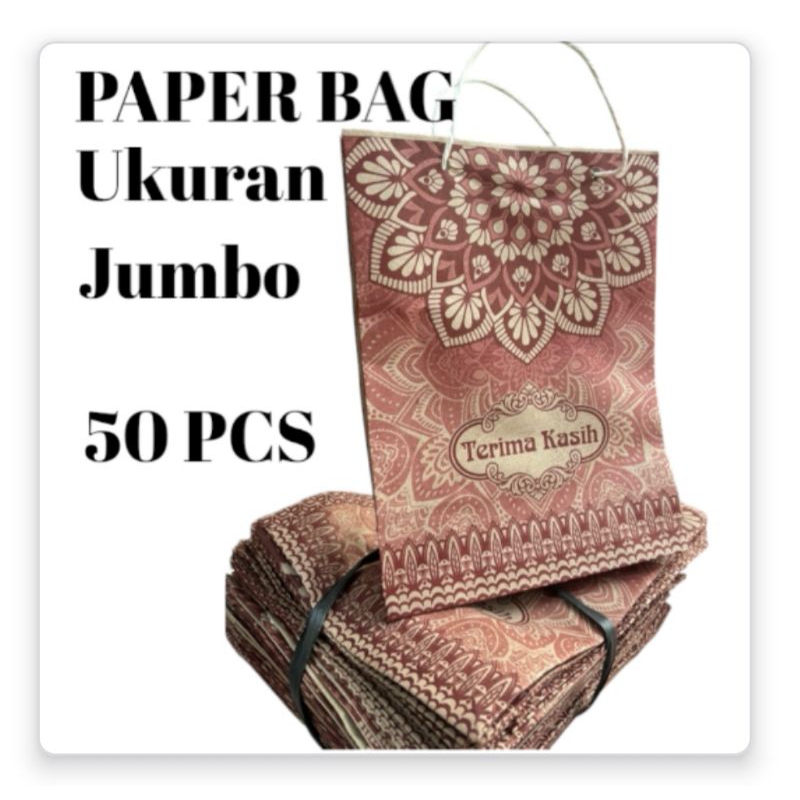 

50PCS paper bag jumbo motif batik UK 33×18×7cm