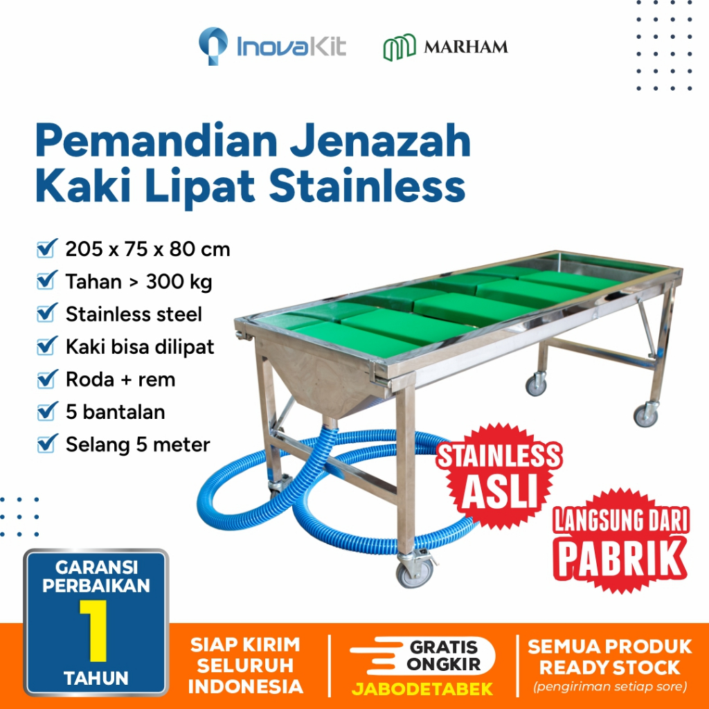 Pemandian Jenazah Stainless Kaki Lipat | Pemandian Jenazah Portable | Stainless Anti Karat