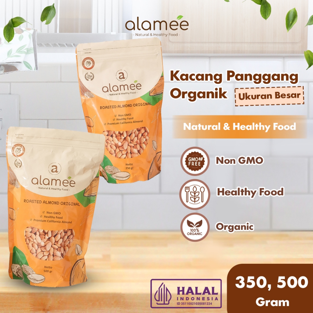 

ALAMEE Kacang Almond Almon Mede Walnut Pistachio Kupas Panggang Roast Roasted Siap Makan