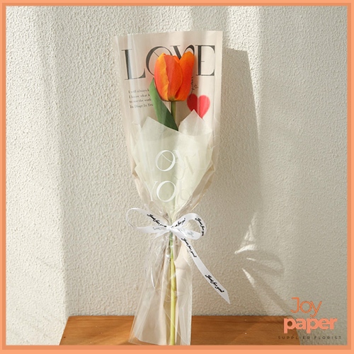 

Plastik single flower rose motif love plastik buket bunga satuan SF04