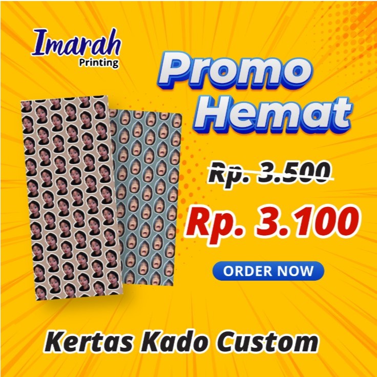 

IMARAH - PROMO Kertas Kado Custom Foto Muka dan Tulisan / Print Wrapping Paper Wajah Idol Bungkus