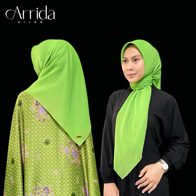 Segiempat Voal Hijau Cerah 110x110 Premium logo FREE POUCH / kerudung Hijau Muslimat / Hijab Hijau S