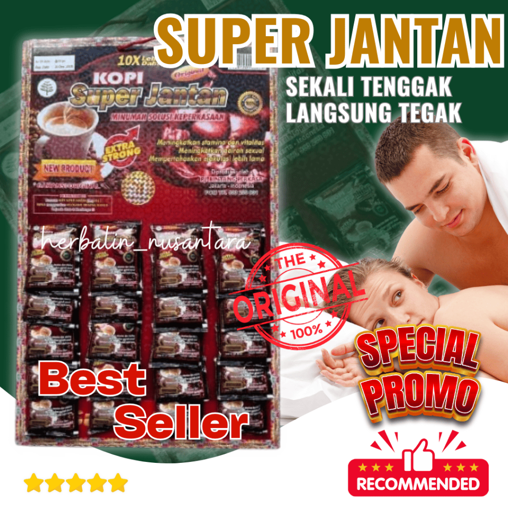 Super Jantan Bubuk Kopi Stamina Pria Dewasa Isi 20 Saset Original Tahan Lama
