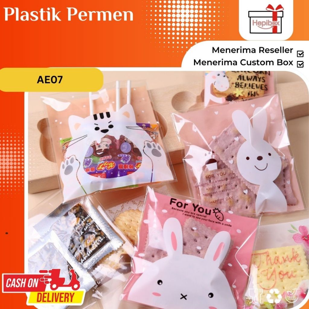 

PLASTIK COOKIES MOTIF / PLASTIK KEMASAN PEMBUNGKUS ROTI KUE PERMEN SOUVENIR / PLASTIK PEREKAT / AE07