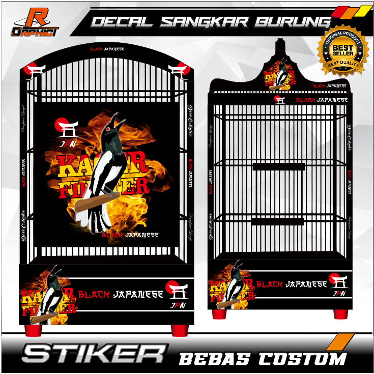 STICKER SANGKAR CUSTOM KACER fighter DECAL KANDANG BURUNG KOTAK STIKER EBOD JAYA ORIQ BNR RADJA DIAM