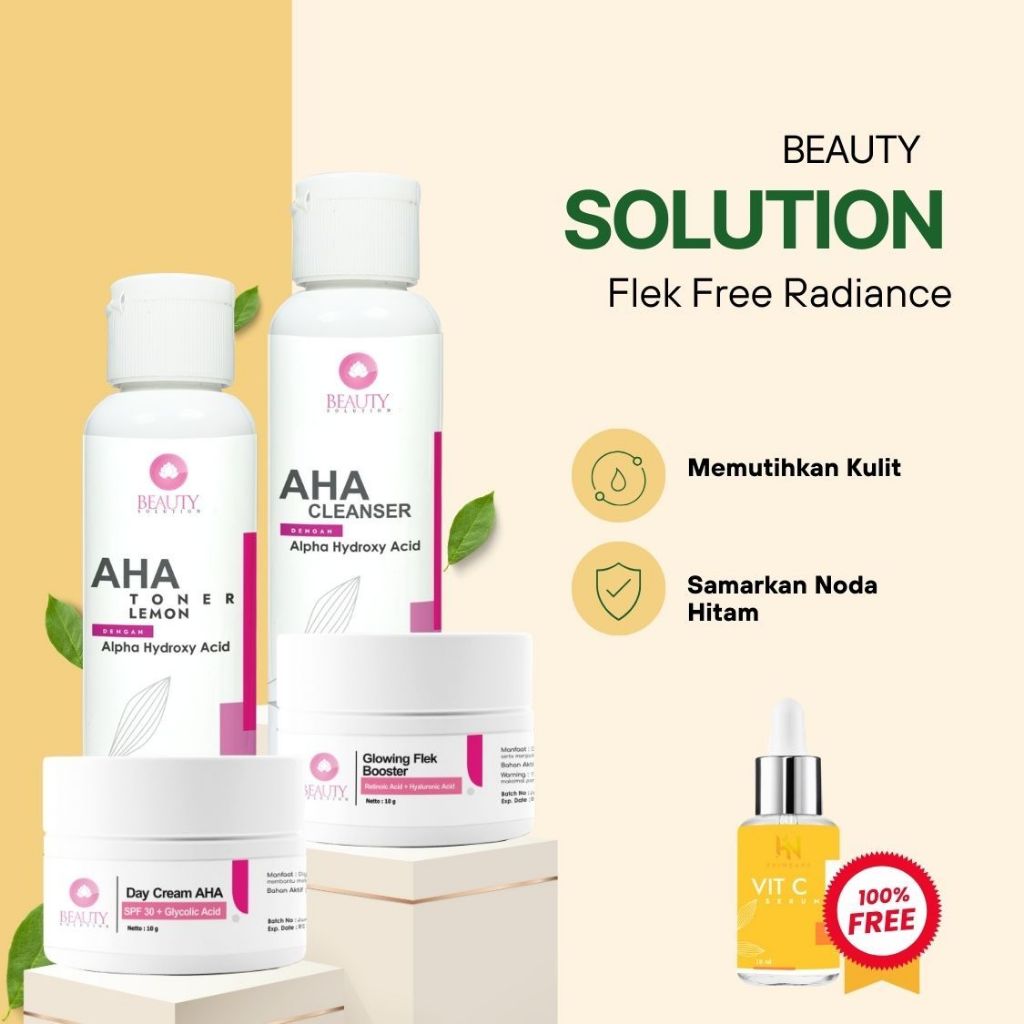 Paket Beauty Solution Flek Free Radiance: Krim & Serum untuk Kulit Cerah Bebas Flek Hitam + Gratis S