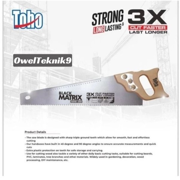 JHTeknik Gergaji Kayu18" TOHO Black MATRIX/Gergaji Potong Kayu 18 Inch TOHO BLACK MATRIX/Gergaji Tan