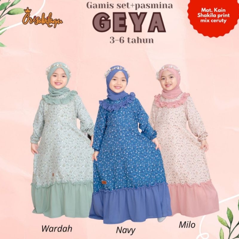 Set Gamis Anak 3-8 Tahun by Crisabilaqu/ Set Muslim Anak 3-8 Tahun/ Set Muslim Geya Crisabilaqu/ Set