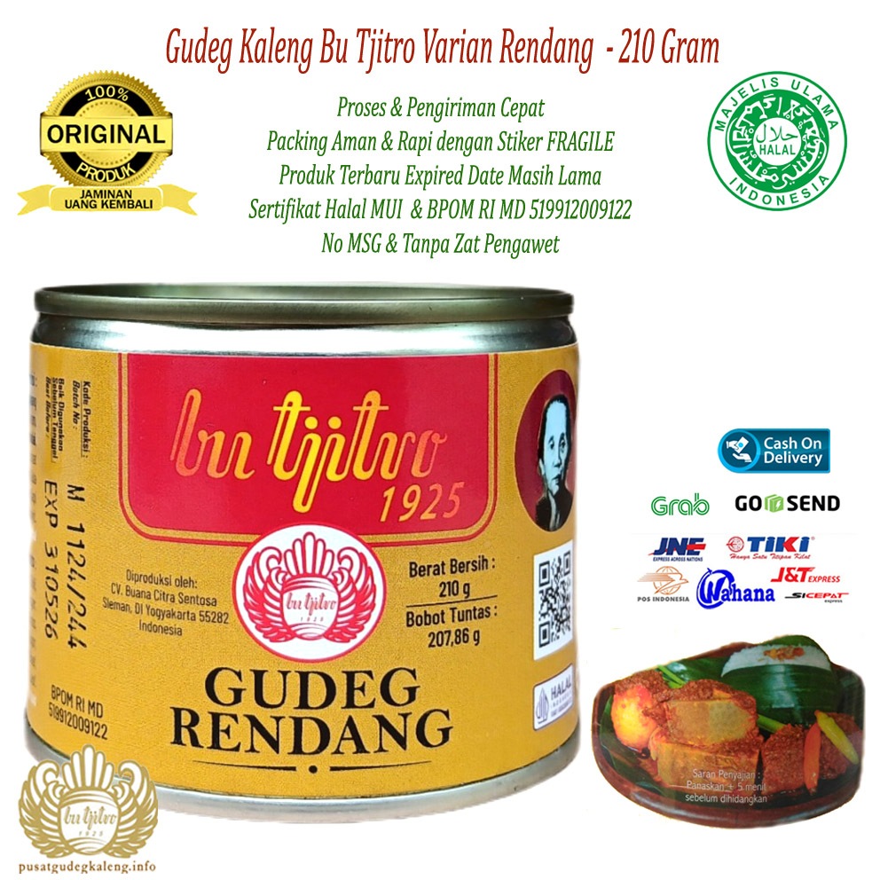 

Gudeg Kaleng Bu Tijtro Varian Rendang - 210Gram Khas Jogja