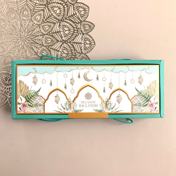 

10 dus kue cookies lebaran box kotak idul fitri motif toscacloud hampers ukuran 32 x 11 x 6.5 cm 2 wall
