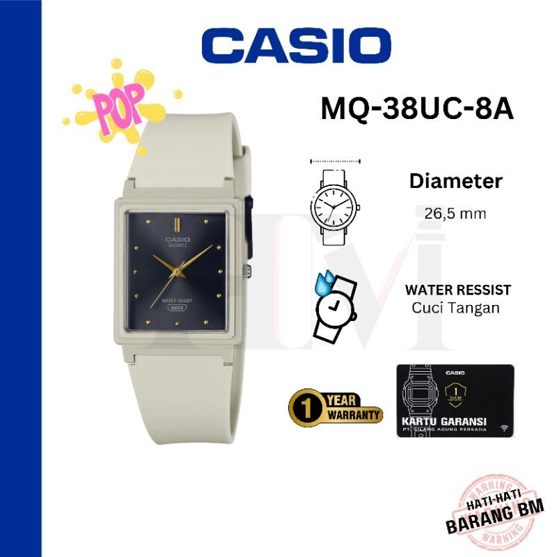 CASIO MQ-38UC-8ADF Jam Tangan Original Unisex Analog Karet Antiair MQ-38UC-8A mq38