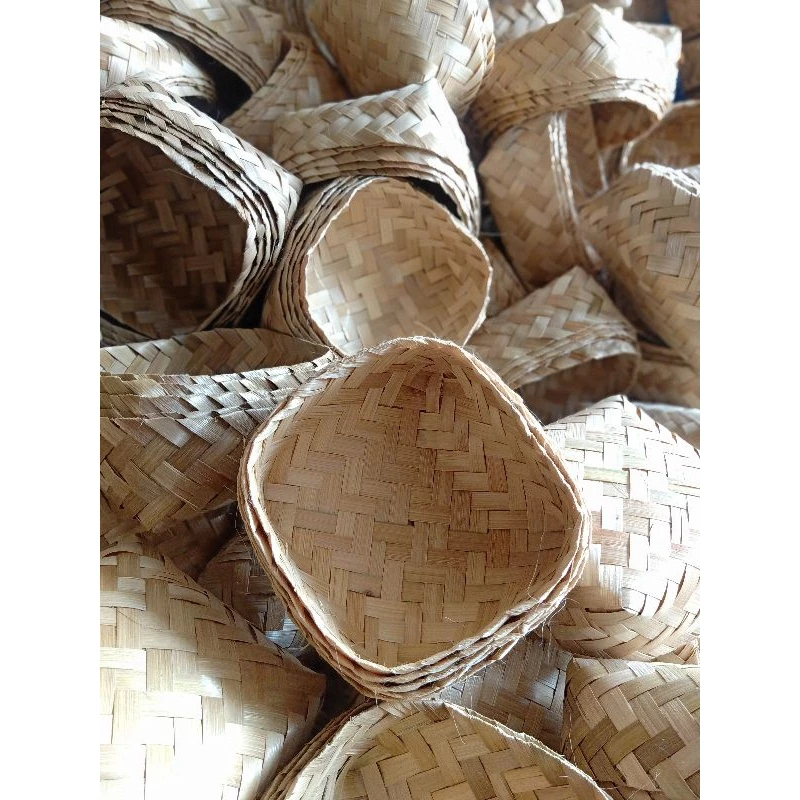 5 Pcs Besek Jumbo Besek Walet Bakul Bambu Besek Kepang Lebar Tebal Anyaman Bamboo Ukuran 30x30x15 cm