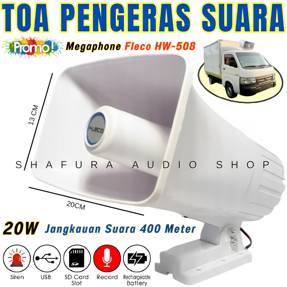 Toa Speaker / Pengeras Suara Kabel Fleco Hw-508 20watt | Megaphone Audio Amplifier Toa Pengeras Suar