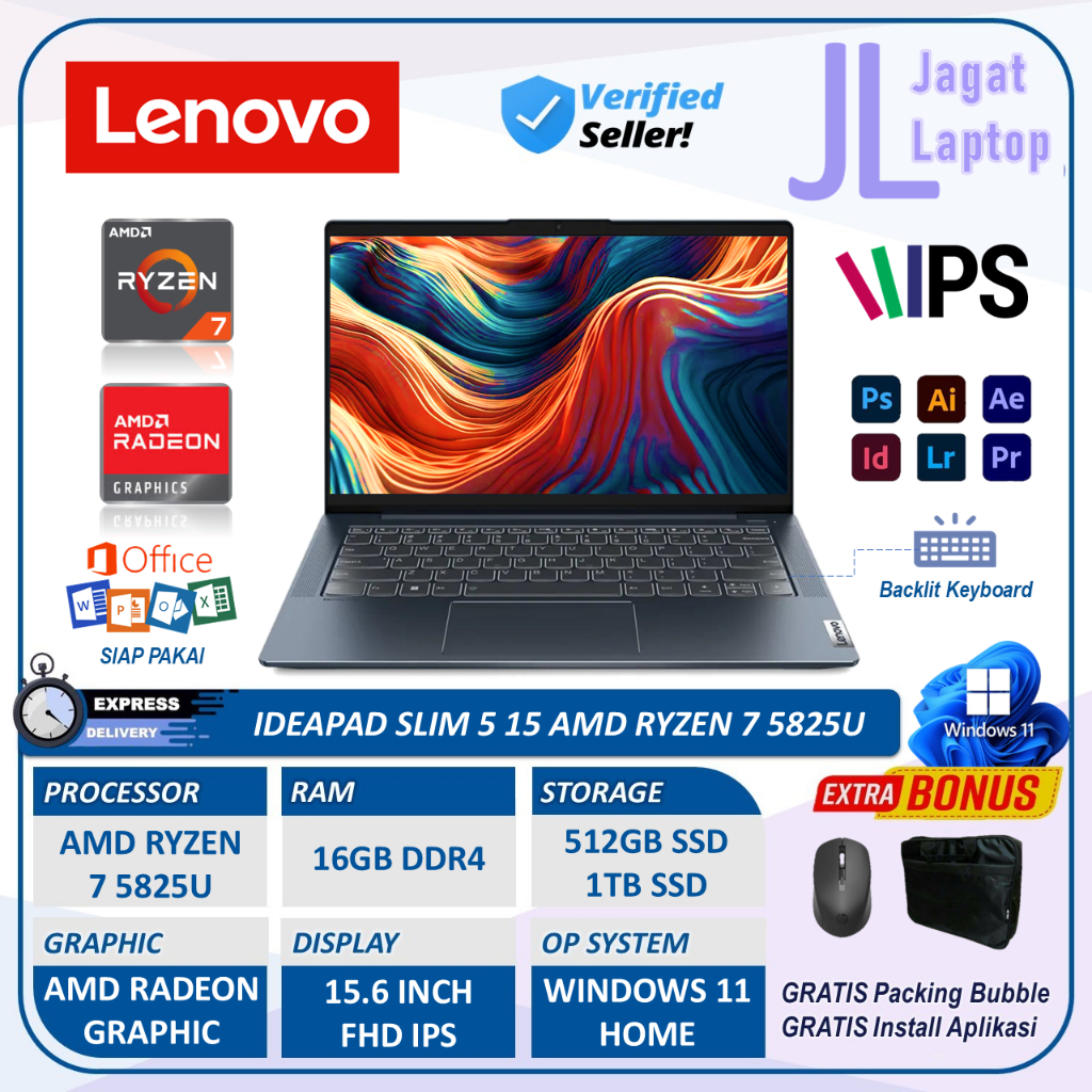 Laptop Lenovo Ideapad Slim 5 15 AMD Ryzen 7 5825U 16GB 1TB 15.6 FHD IPS Win11home