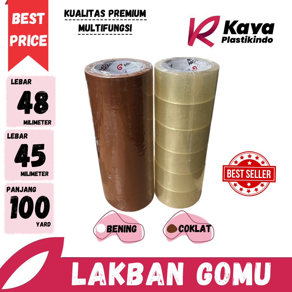 

Lakban Gomutape Grosir Termurah Harga Ekonomis Cokelat&Bening ISI 6 PCS
