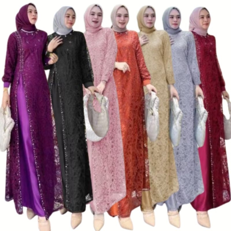 Elvarette Dress Muslimah Pesta Mewah Premium Gamis Kondangan Lebaran Size XL