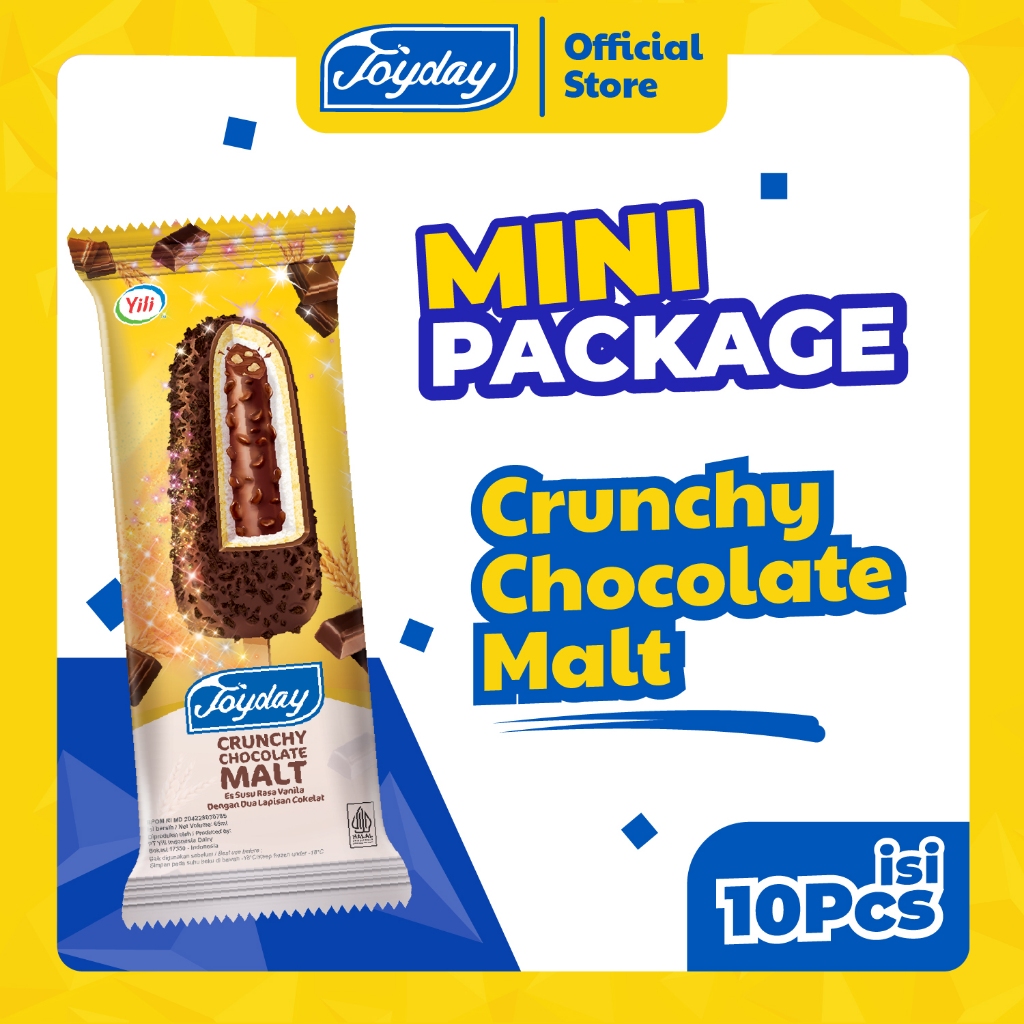 

Joyday Ice Cream PAKET CRUNCHY CHOCOLATE MALT - Isi 10 pcs Es Krim Stik