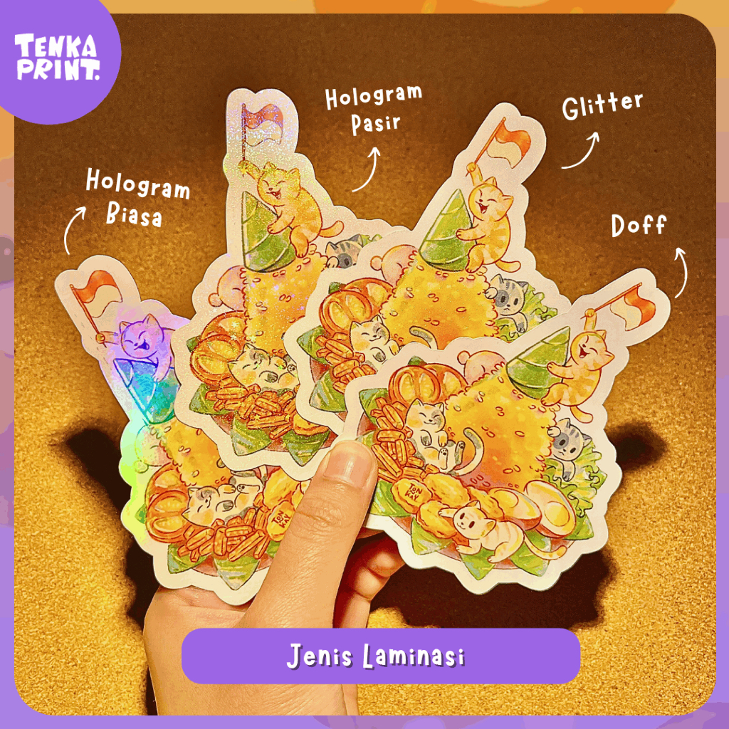 

(PER A4) 1 Desain - Custom Stiker DIECUT Glitter/Hologram/Doff