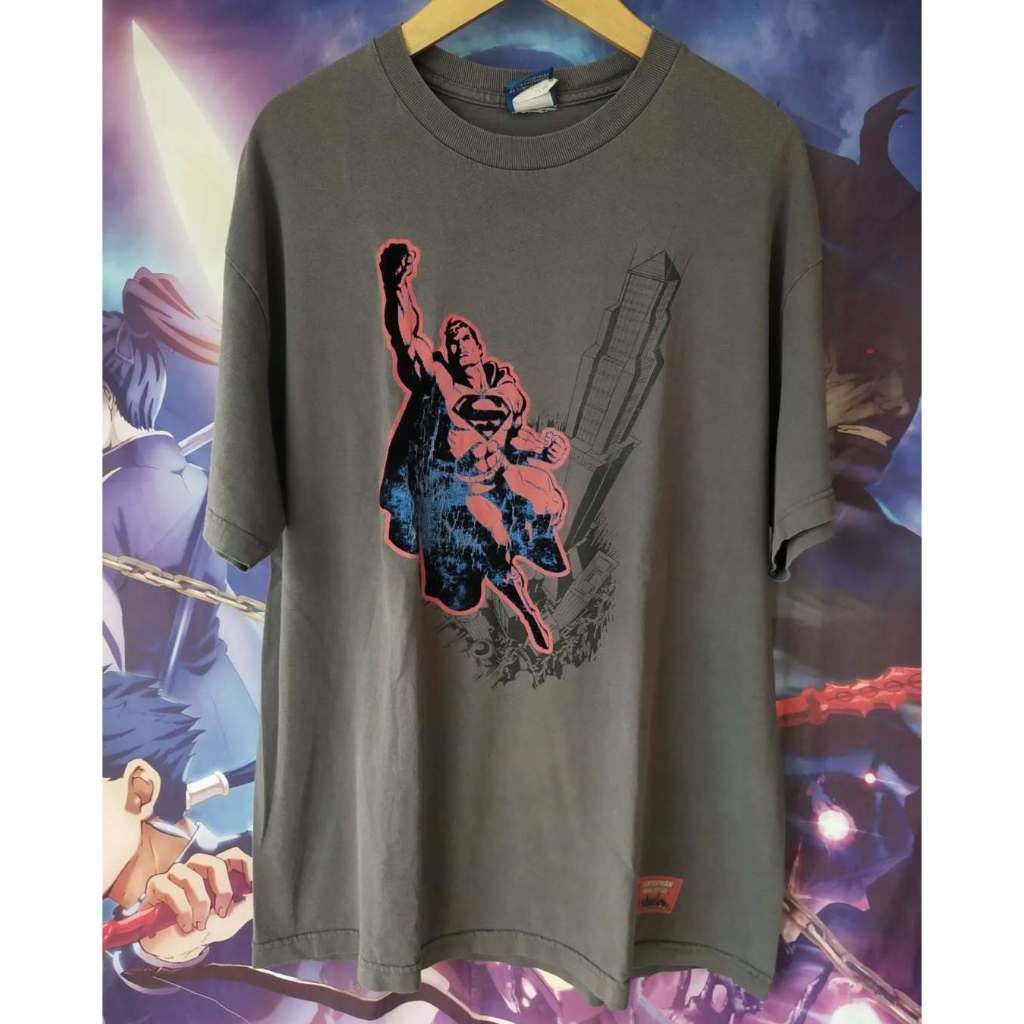 Vintage (c)2003 Superman Big Print Art Official Super Hero Tee Kaos Tshirt Original Second Merch Jap