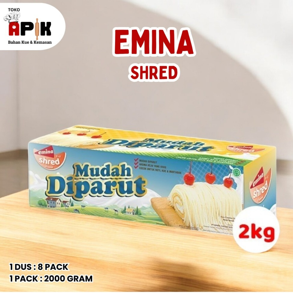 

Keju Emina Cheese Shred 2kg Lezat dan Praktis / EMINA SHRED 8 X 2KG