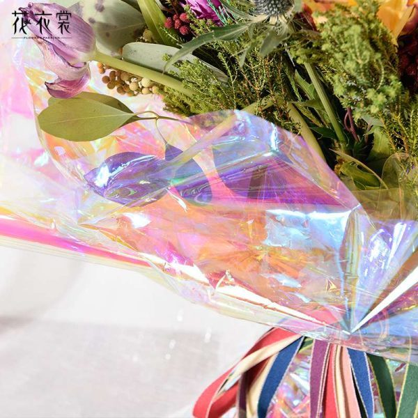 

Hologram Flower Wrapping Paper Cellophane Plastik OPP Transparent - Kertas Buket Bunga Plastic Bening Transparan Gradient Gradasi Pelangi Rainbow Mengkilap Warna Warni