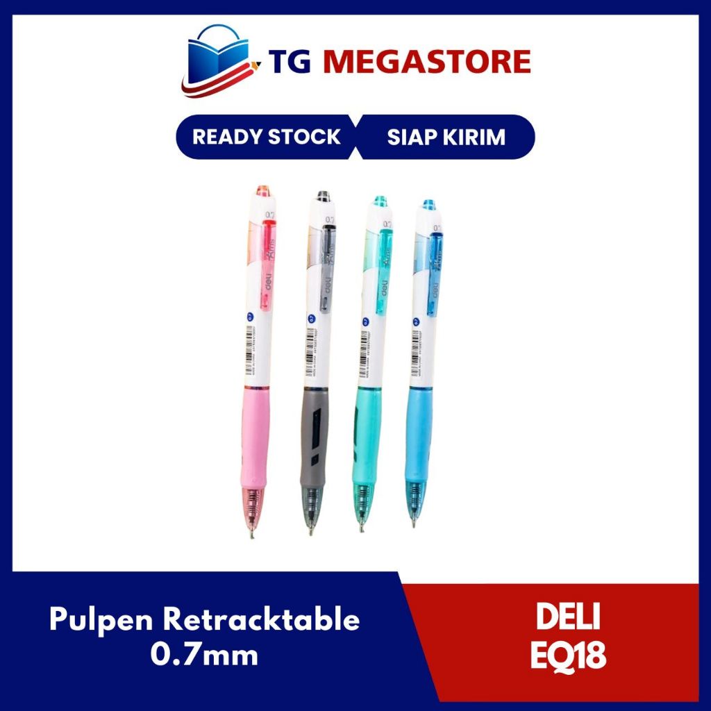 

Pulpen Retractable Deli Arris 0.7mm Biru - EQ18-BL