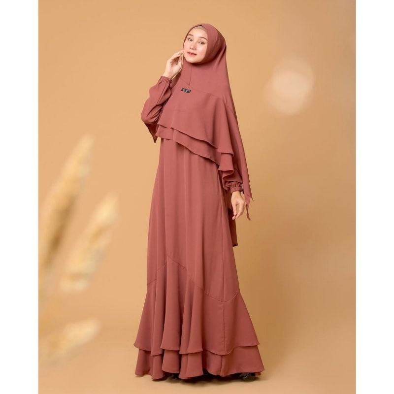 Preloved Set Gamis Syari Free Cadar Celine Dress Ayuka Winda Ori