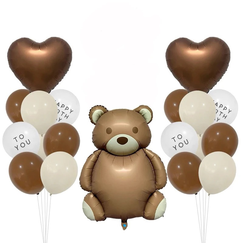 Paket balon teddy bear jumbo matte hiasan dekorasi pesta ulang tahun ultah anak party decoration hap