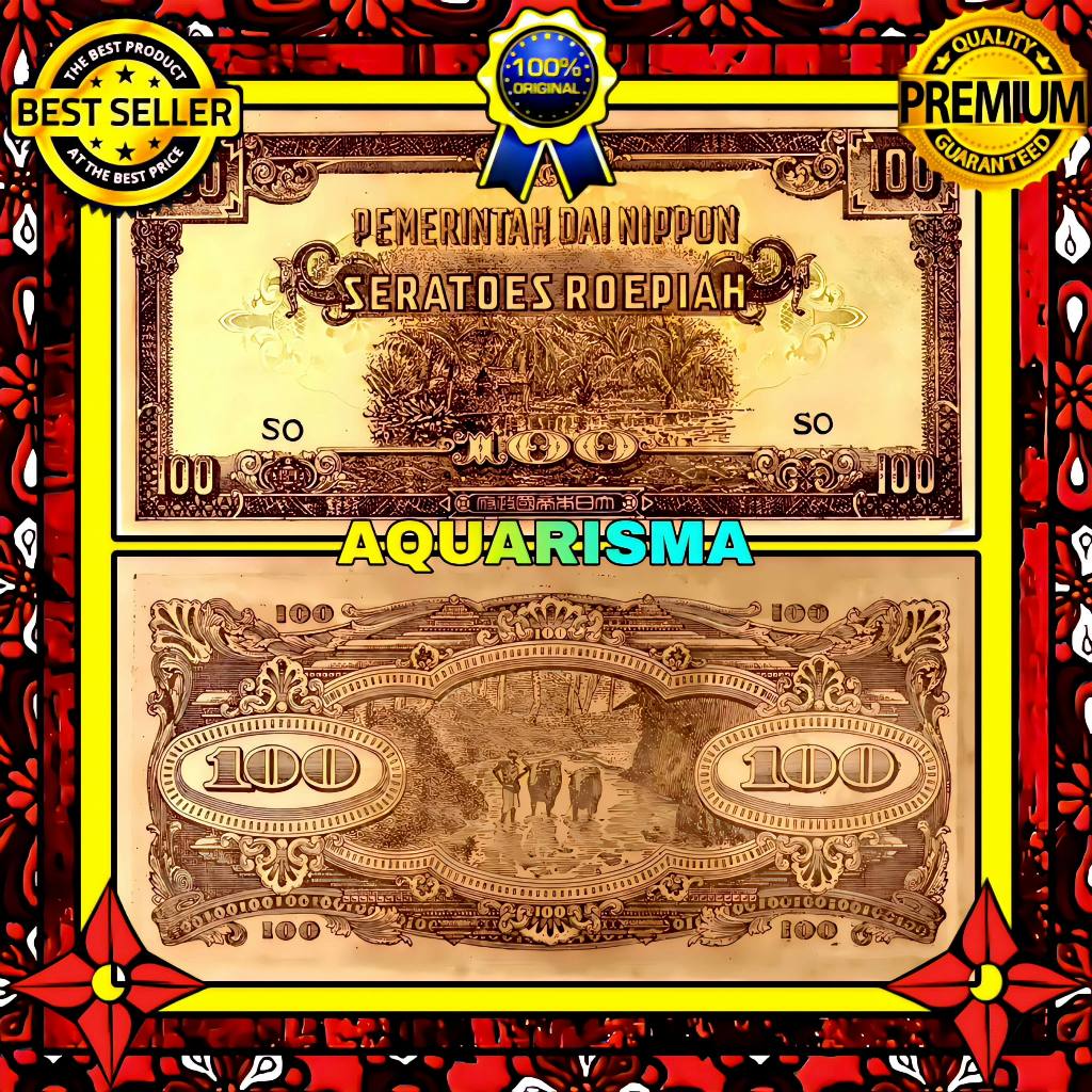 KOLEKSI NUMISMATIK - SOUVENIR UANG KUNO 100 RUPIAH DAI NIPPON KEBUN SAWIT 1945