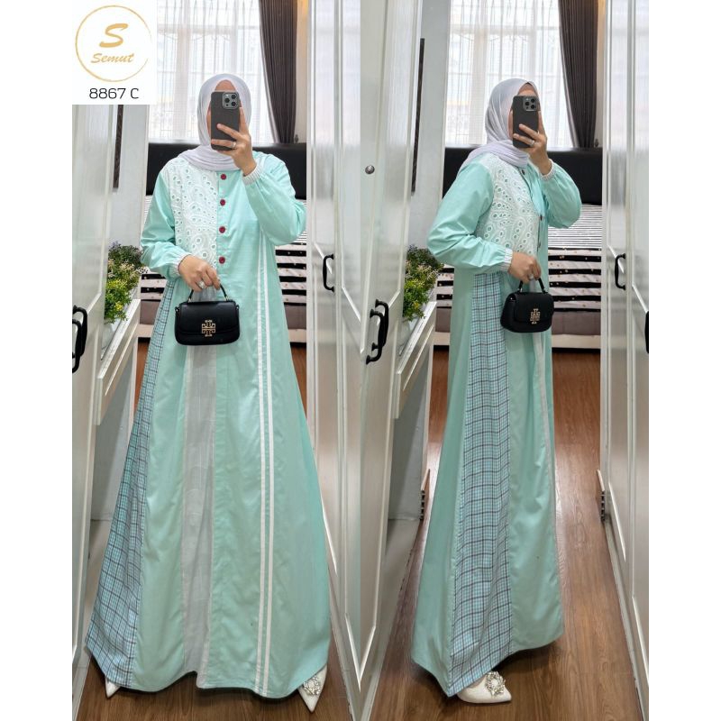 SYAINA 8867 / GAMIS LEBARAN / GAMIS CANTIK / GAMIS LINEN / GAMIS KOTAK