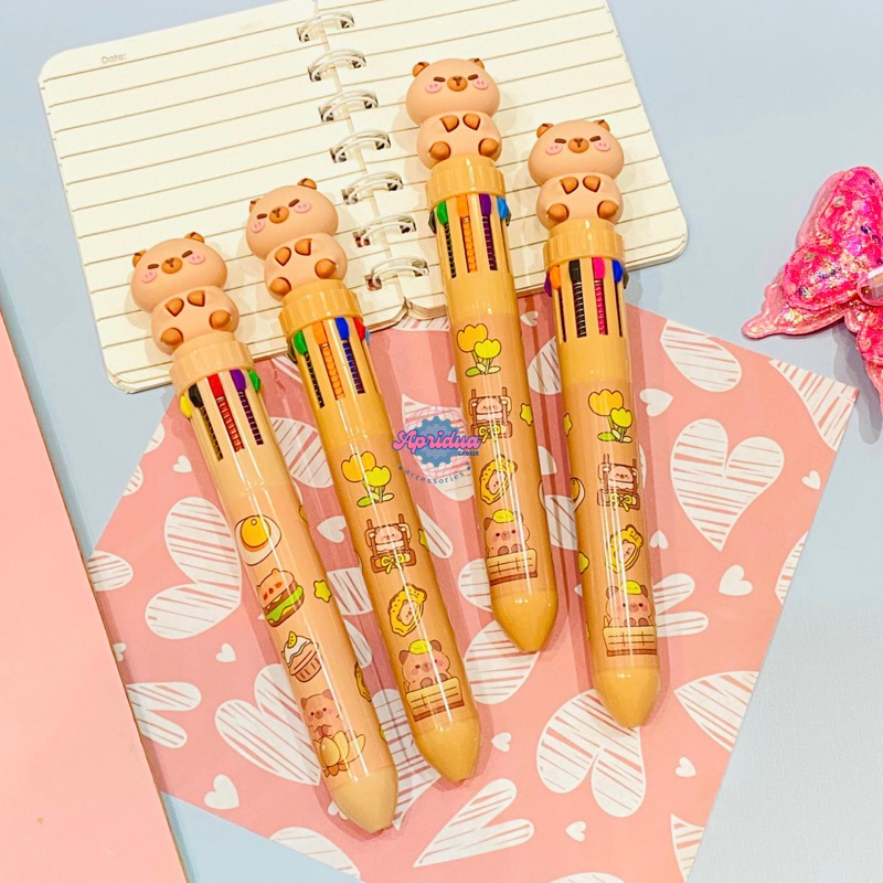 

APRIDUA GROSIR-Pulpen 10 Warna Karakter Capybara, Kelinci Bolpoin Sekolah Warna Warni (isi 6, 12)