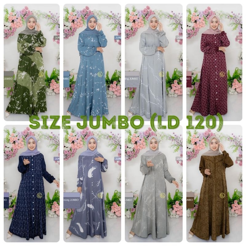 DASTER/PAKAIAN WANITA/ GAMIS DRESS TWILL ORI ELZHAF BATIK SIZE JUMBO (LD 120)