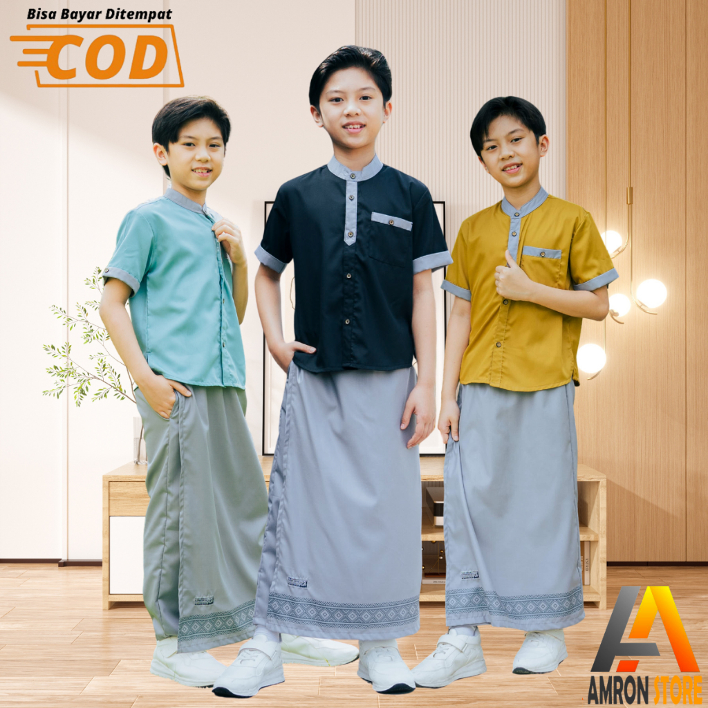 Baju Muslim Setelan Koko Sarung Celana Anak Laki Laki Umur 3 4 5 6 7 8 9 10 11 12 Tahun